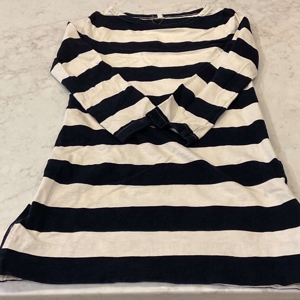 J. Crew Navy and White Knit Top